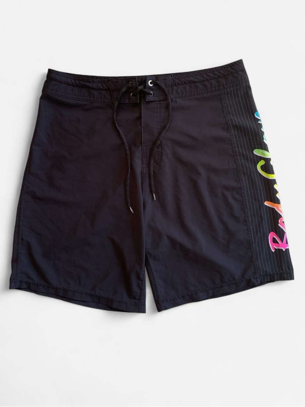Body Glove Vapor Black with Neon Rainbow Logo Board Shorts Swim Trunks